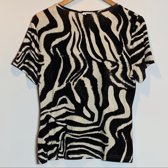 NWOT St John Sport Zebra Print Rhinestone Embellished Super Soft Blouse - Picture 2 of 5